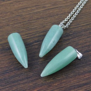 Zawieszka awenturyn zielony sopel 39x10mm krawatka ciemna srebrna (1szt.)