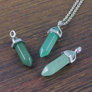 Zawieszka awenturyn zielony grot 40x10mm okucie ciemne srebrne (1szt.)