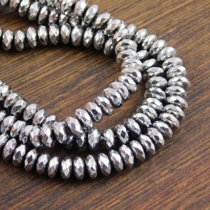 Hematyt oponka fasetowana ciemno srebrna 6x3mm (10szt)