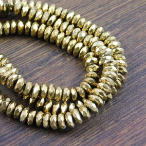 Hematyt oponka fasetowana złota 6x2.7mm (10szt.)