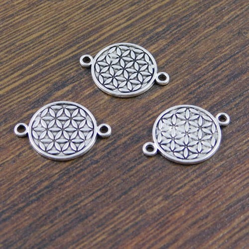 Łącznik kwiatki z metalu 21x15x1mm ciemno srebrny (4szt)
