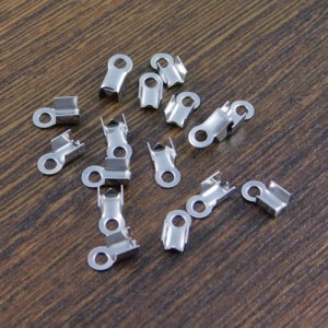 Końcówki zaciskowe do rzemieni 3mm stal chirurgiczna ciemne srebro 8x4mm (10szt.)