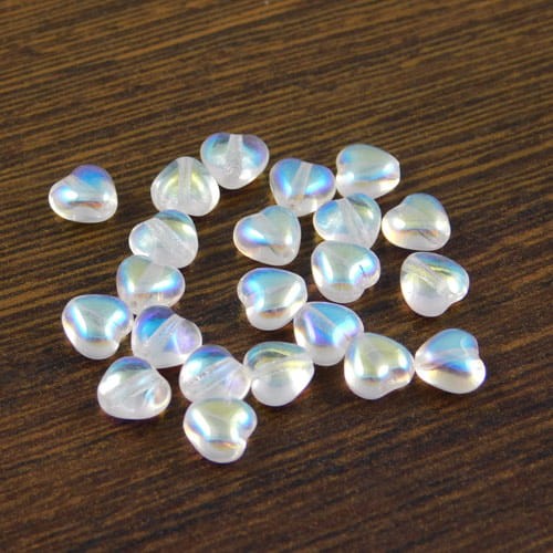 Koraliki serca 6x5.5x4mm Crystal AB (10szt.)