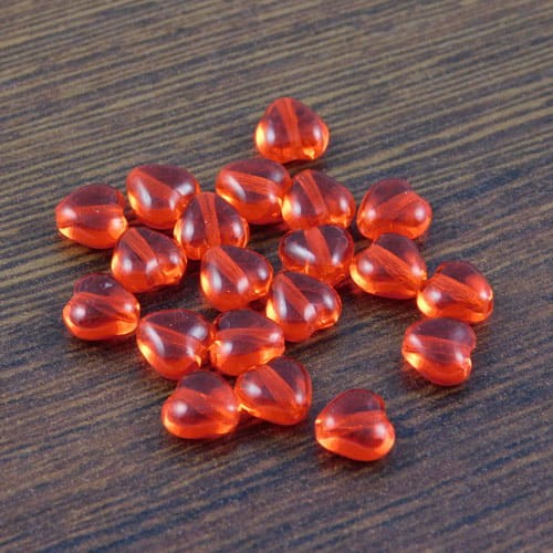 Koraliki serca ze szkła 6x5.5x4mm Red (10szt.)