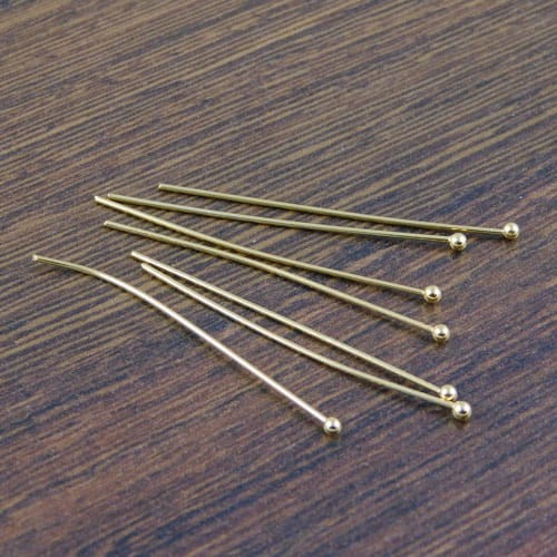 Szpilki z kulką stal nierdzewna pozłacana 40x0.7mm (10szt.)