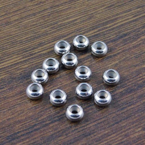 Oponka z silikonem blokada z metalu 6x3mm ciemna srebrna (1szt)