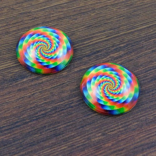 Kaboszon koło ze szkła 25x7mm grafiką multikolor (1szt)