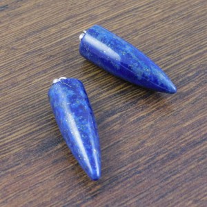 Zawieszka lapis lazuli sopel 39x10mm krawatka ciemna srebrna (1szt.)