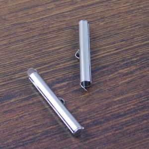 Końcówki wsuwane slide do bransoletek płaskich stal nierdzewna 30x4mm ciemno srebrna (2szt.)