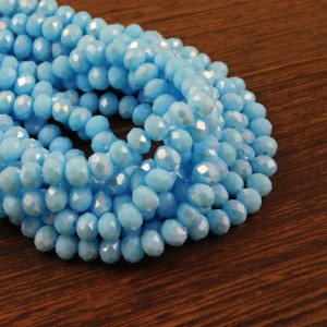 Oponki fasetowane ze szkła 6x4.5mm niebieskie z połyskiem AB (20szt.)