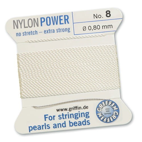 Nici nylonowe Griffin z igłą 0.80mm white (2metry)