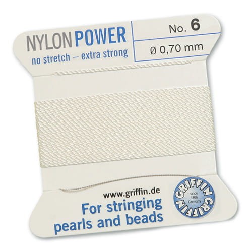 Nici nylonowe Griffin z igłą 0.70mm white (2metry)
