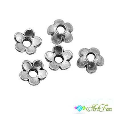 Nakładka metalowa kwiatek 6x2mm ciemne srebrne (20szt.)