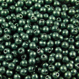 Czeskie koraliki szklane kulki 3mm Saturated Metallic Martini Olive (40szt.)