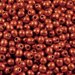 Czeskie koraliki szklane kulki 3mm Sueded Gold Samba Red (40szt.)