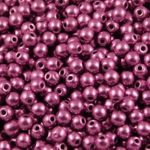 Czeskie koraliki szklane kulki 3mm3mm Saturated Metallic Pink Yarrow (40szt.)