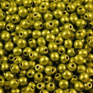 Czeskie koraliki szklane kulki 3mm Saturated Metallic Lime Punch (40szt.)