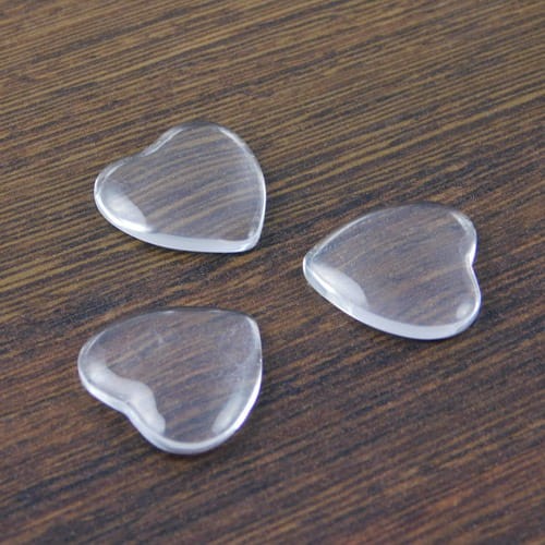 Kaboszon serce ze szkła 20x20x4.5mm przezroczyste (4szt)
