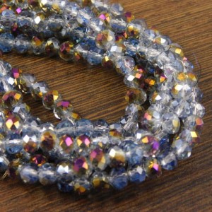 Oponki fasetowane ze szkła 6x4.5mm jasne szare AB (20szt.)