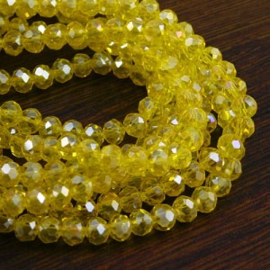 Oponki fasetowane ze szkła 6x4.5mm żółte z połyskiem (20szt)