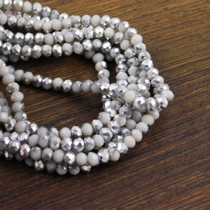 Oponki fasetowane ze szkła 4x3.5mm szaro-srebrne (110szt.)