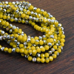 Oponki fasetowane ze szkła 4x3.5mm żółto-srebrne (110szt.)