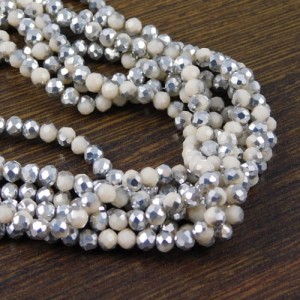 Oponki fasetowane ze szkła 4x3.5mm brudny róż-srebrne (110szt.)