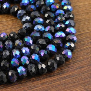 Oponki fasetowane ze szkła 8x6mm czarne AB (20szt.)