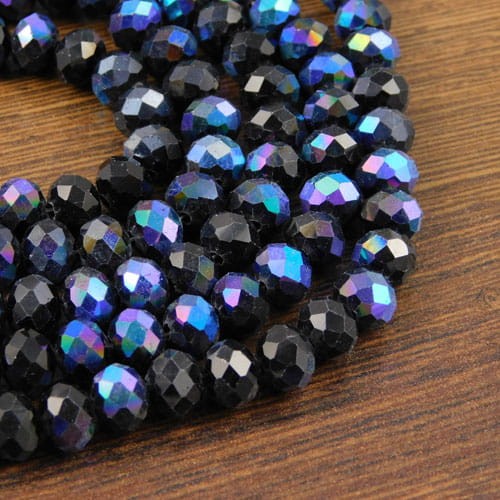 Oponki fasetowane ze szkła 8x6mm czarne AB (20szt.)