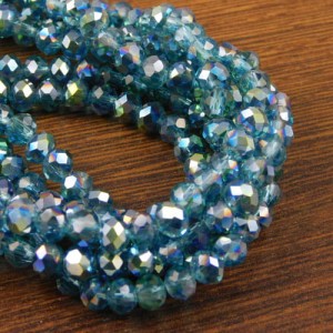 Oponki fasetowane ze szkła 6x4.5mm niebiesko-tęczowe (20szt.)