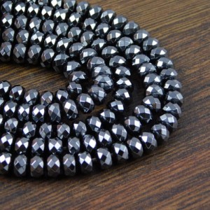 Hematyt grafitowy oponki fasetowane 6x4mm (120szt.)