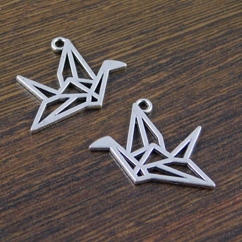 Zawieszka ptak z metalu 30x21mm ciemna srebrna (2szt)