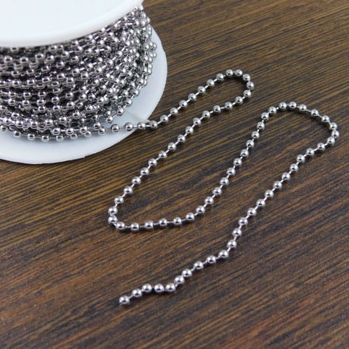 Łańcuszek kulkowy 2.4mm stal nierdzewna ciemny srebrny (1m)