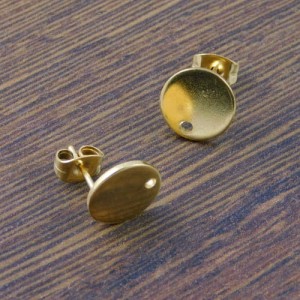 Złote sztyfty koła z otworem ze stali nierdzewnej pozłacanej 12x10mm (2szt.)