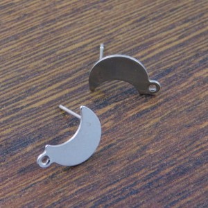 Sztyfty do kolczyków księżyce stal nierdzewna ciemne srebro 15x9mm (2szt.)