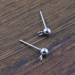 Sztyfty z kulką do podwieszania stal chirurgiczna 16x4mm ciemne srebro (2szt.)