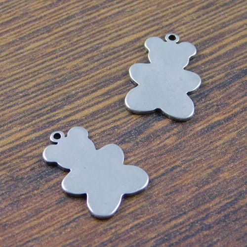 Zawieszka miś stal nierdzewna 17x12mm ciemna srebrna (1szt)