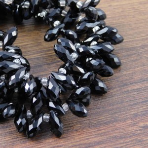 Czarne szklane krople fasetowane łzy 12.5x6mm (6szt.)