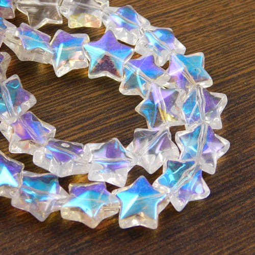 Gwiazdki ze szkła 12.5x7mm przezroczyste z połyskiem (6szt.)