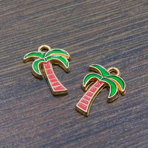 Zawieszka palma z metalu i emalii 18x13mm (1szt)