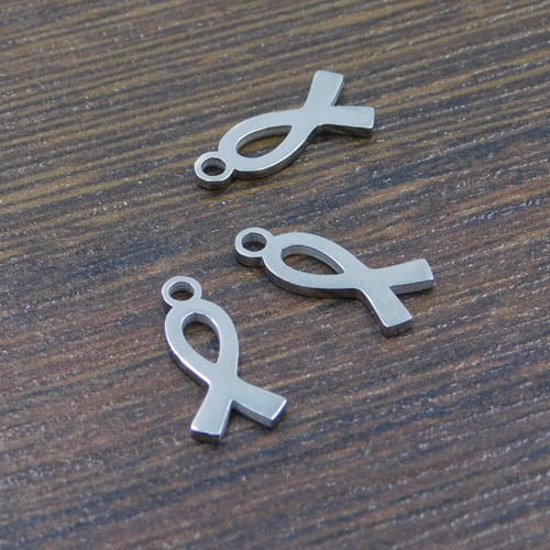 Zawieszka wstążka stal nierdzewna 14.5x6mm ciemna srebrna (1szt)