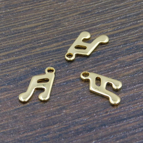 Zawieszka nutka stal nierdzewna 12x7.5mm złota (1szt.)
