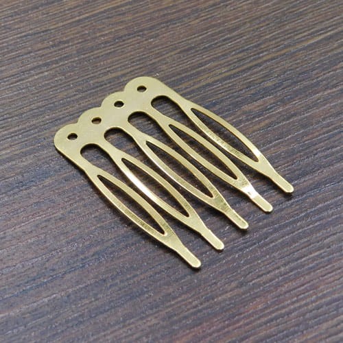 Grzebień do włosów, baza z metalu 40x27mm złoty (1szt.)
