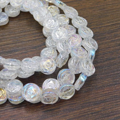 Róża ze szkła dwustronna 10mmx4mm przezroczysta AB (6szt)