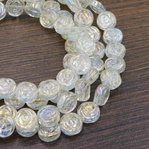 Róża ze szkła dwustronna 10mmx4mm jasno złota AB (6szt)