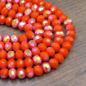 Oponki fasetowane ze szkła 8x6mm pomarańczowe AB (20szt)