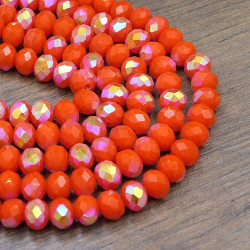 Oponki fasetowane ze szkła 8x6mm pomarańczowe AB (20szt)