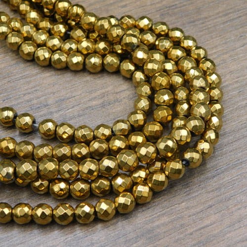 Hematyt kulki fasetowane 6mm złote (6szt.)