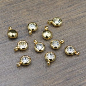 Złota zawieszka z cyrkonią stal nierdzewna pozłacna  9x6.5mm (1szt.)