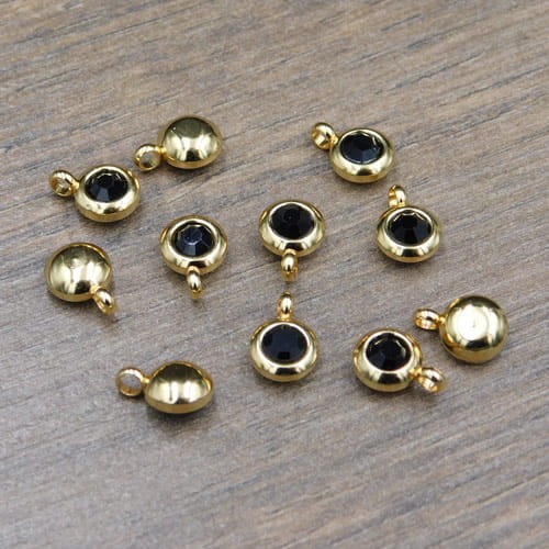 Zawieszka stal nierdzewna z cyrkonią 9x6.5mm złota (1szt.)